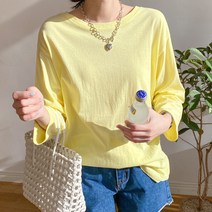 아모르데이 여성용 펜트티셔츠 7부 라운드 루즈핏 베이직 데일리 레이어드 티셔츠