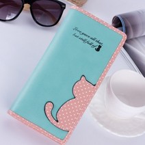 PULEATHER 가죽 DESIGN 소형 미니클러치형 DORT 고양이 장지갑 (민트)