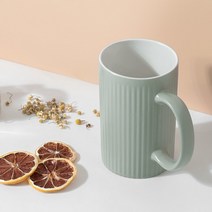 고급 무광 카페 라떼잔 도자기 머그컵 470ml 3종 1P, 러파드머그컵 줄무늬_그린 470ml 1P