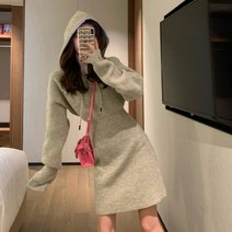 여성 후드 데일리 꾸안꾸 니트 원피스 귀여운핏
