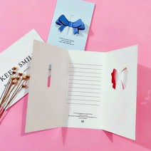 socean 손편지 메모 입체 카드 생일 축하 엽서 봉투 세트 메세지 카드 선물 쪽지 초청장 초대장 안내장 이벤트 감동, 리본 - 블루