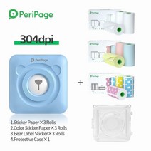 휴대폰사진인화기 즉석 포토 사진출력기 프린터 Peripage 304 새로운 미니 포켓 블루투스 포토 프린터 휴대, 08 Blue 9 Papers