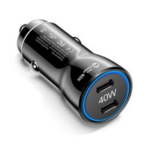 40W 듀얼 PD 차량용 충전기 USB c타입 고속 충전 어댑터 아이폰 14 13 샤오미 화웨이 삼성 S21 S22 용, Black