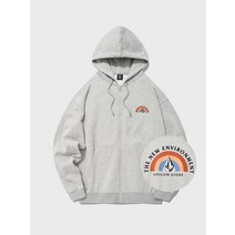 볼컴 레인보우 오버핏 기모 후드 집업(멜란지그레이)