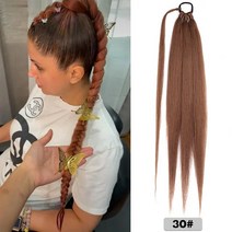 26 포니 테일 긴 야키 스트레이트 DIY 꼰 헤어 타이 랩 브레이드 익스텐션 블랙 합성 피스, [01] 26 inches, [05] 30