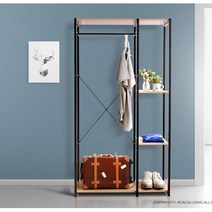 더비앤앤제이 15T 단단한프레임 원목컬러 시스템장 미니전자시계, 90행거 화이트