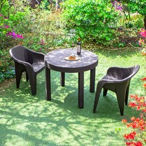 모니카 900 원형 하모니 2인 야외 테이블 세트, 그레이