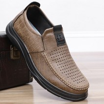 남성 여름 통기성 좋은 시원한 프리미엄 가죽 메쉬 캐주얼 구두 슬립온