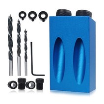 코너드릴 무선 충전 임팩트 전동 틈새 new pocket hole jig kit 15 degree angle drill guide set woodworking 비스듬한 구멍, 7개 세트