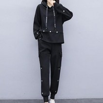상하의 후드 티셔츠 밴딩팬츠 세트 케이버튼SET