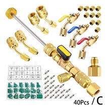R404A R407C R34A R2 R32 HVAC 시스템 용 듀얼 사이즈 SAE 4 56 포트가있는 밸브 코어 리무버 설치 도구, 03 40pcs a set