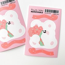 플라워 베어 리무버블 스티커, 1개