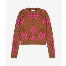 GANNI [주말 ] 여성 아가일 체크 크롭 니트 - 타이거아이 / K1716177 ARGYLE CHECK CROP KNIT