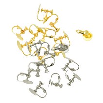 shangren 귀걸이 패드에 접착제가있는 피어싱되지 않은 귀에 대한 20 조각 골드 실버 톤 도금 황동 클립 온 귀걸이 구성, 설명