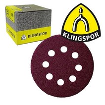 클링스포(Klingspor) PS22 5인치(125mm) 원형 8홀 원형페파 샌드페이퍼 60방-400방 50매(1통) 페인트 충전재 플라스틱 목재 금속 작업등에 적합, 120방(50매)