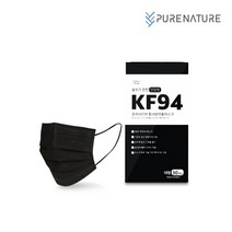 퓨어네이처 덴탈형 KF94 피부 저자극 블랙 마스크 대형, 30개입, 10개