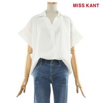 미스칸트 미스칸트 반오픈 카라 반팔 블라우스_KPBLM402