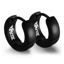 여성 패션 귀걸이 Cute Hoop Earrings for Women Men Small Stainless Steel Earings Bla [G00178249]