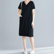 깔끔 무지 심플 슬림 브이넥 데일리 룩 여성 원피스 4EO 일상 편한 코디 포켓 20대 30대 핏 여름 봄