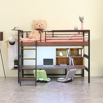 오키멧 북카페W 좌식 책상 침대 (수퍼싱글), 블랙(매트제외)