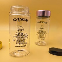 마이보틀 트라이탄 블럭 피규어 디자인 태권도 피아노 학원 보틀 물병 물통 350ml, 슈퍼히어로, 핑크