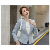여성 봄 노카라 프리넥 미니멈숏 캐쥬얼 단아한 원버튼 아나운서 슬림 정장 자켓