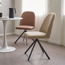 가구로드 회전체어 디자인 거실 가죽 회전식탁의자, 베이지, 1개