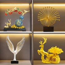 초재록 술장 장식품 인테리어 소품 집 거실 TV장 부자집 집들이 새집 개업 선물, 저렴한라이트럭셔리4조각세트C