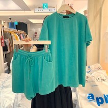 ROGBID 여름 여성복 심플한 반팔 티셔츠+반바지 캐주얼 순색 투피스