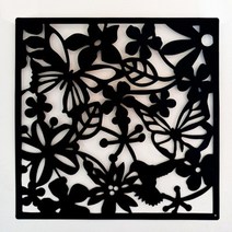 69pcs 40x40cm diy 나비 새 꽃 교수형 화면 파티션 분할기 패널 룸 커튼 홈 장식, 검은색, 6개