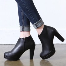 국내생산 10cm 발목부츠 부츠힐 워커 통굽 앵클부츠 여성부츠 D-2438-1