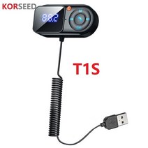 카오디오 무선 블루투스 50 FM 송신기 무선차 Mp3 플레이어 핸즈프리 세트 LCD Aux 오디오 USB 충전 PD18W, 02 T1S