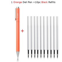 샤오미-델리 메탈 젤 펜 롤러볼 볼펜 0.5MM, with 10Black Refill_3, 1개