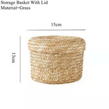 라틴바구니 원형 이케아 다이소 뚜껑있는 라탄 바구니 luanqi 1pc 수제 짚으로 짠 보관 뚜껑 스낵 주최자 보관 상자 세탁 등나무 보관 꽃, 35203, 35203