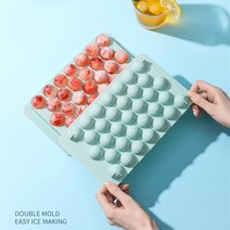 [1+1] 솔로스 식약처인증 원형 동그란 아이스 트레이 얼음틀 33구, 핑크1P, 블루1P
