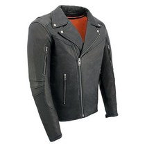 Milwaukee Leather MLM1516 남성용 트리플 스티치 블랙 경량 바이커 가죽 재킷 - 4XL 148763, Medium