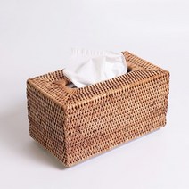 빈티지 감성 내추럴 라탄 티슈케이스 3타입, 라운드