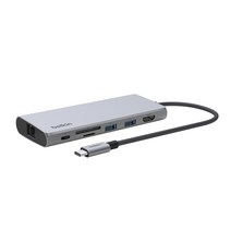 벨킨 7in1 USB C타입 멀티 허브 100W 기가비트 이더넷 4K 모니터 맥북 아이패드 프로 M2 INC009bt, 실버그레이(INC009btSGY)