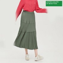 베네통 베네통 실키 티어드 주름 스커트 BASK03211_KA