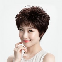 웨이브 정수리가발 파마 여성 부분가발 다크브라운 염색 커트 가능 자연스러운 머릿결 탑커버 숏펌 인모