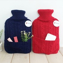 홈스웰 보온 물주머니 커버 (2L전용) 포켓 니트, 네이비