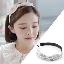 MISS21 천사 체크 리본 헤어밴드 머리띠 (hb1018)