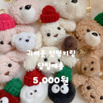 대전언니 귀여운 곰돌이키링 강아지키링 먼지키링 인형키링 가방키링 열쇠고리 키홀더 15타입, 1개, 모자-곰핑크