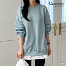 커스텀에이블 레이어드 배색 루즈핏 맨투맨 티셔츠 C2308TS116C
