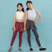 요가피기 YP10621 스커트 레깅스 키즈 요가복 필라테스복 반팔