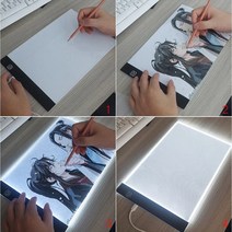 LED 드로잉 보드 패드 A4 3단 밝기 조절 라이트 박스 그림 웹툰 엄마표놀이, 레드