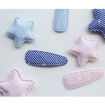 유아 헤어핀만들기 재료 머리핀 커버 스트라이프별 톱니 겉지 2개