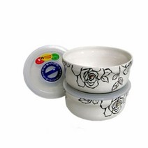 철기아트 도자기 반찬통 체크락 (중) 2세트 밀폐용기