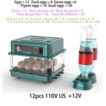 계란 병아리 조류 부화기 Automatic 10/12 Eggs Incubator Farm Hatchery Machine Chicken Goose Bird Quai, 04 12pcs 110V US Plug