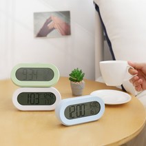 홈 인테리어 스누즈 백라이트 온도측정 알람시계 wish, 블루